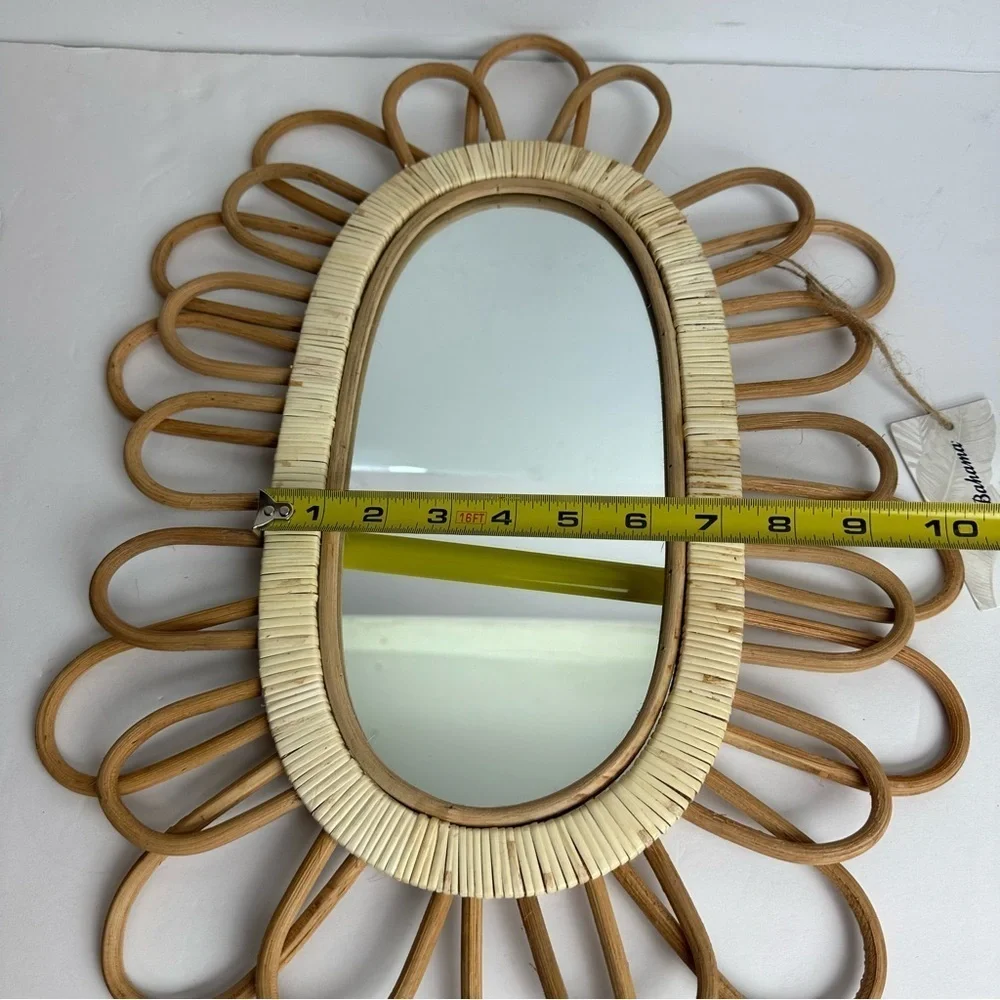 Tommy Bahama Wicker Oval Mirror Bohemian Boho NEW tan beach hippie decor floral